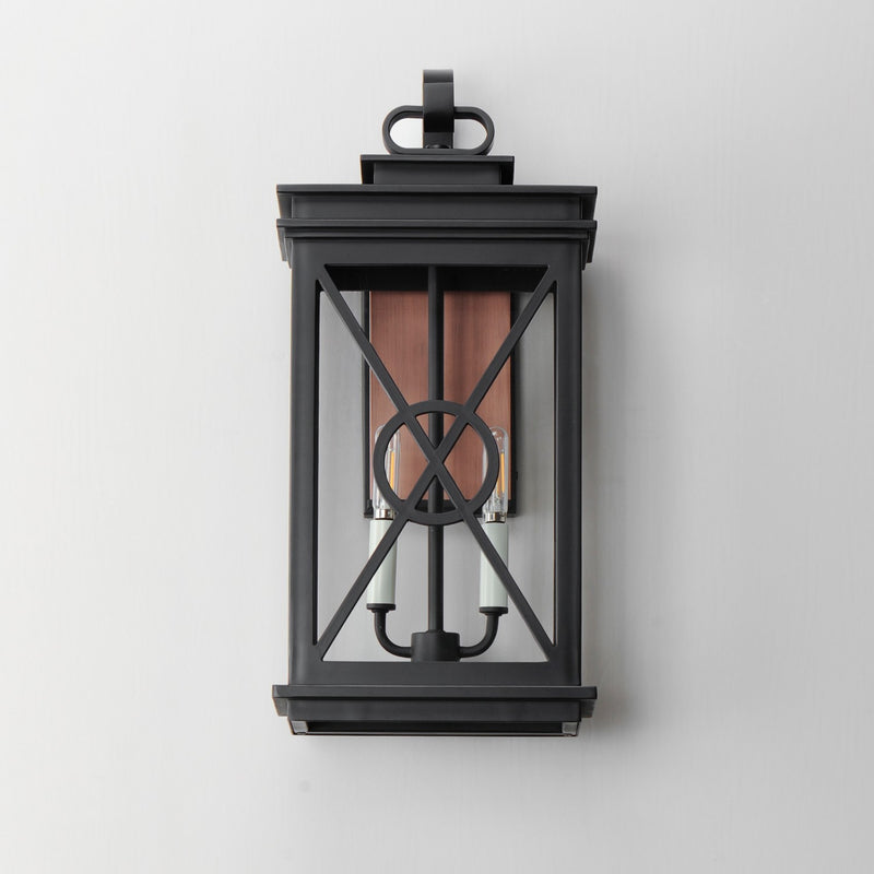 Maxim 40806CLACPBK Two Light Outdoor Wall Sconce, Black/Aged Copper