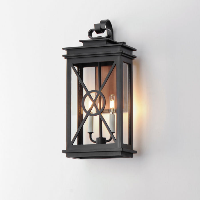 Maxim 40806CLACPBK Two Light Outdoor Wall Sconce, Black/Aged Copper