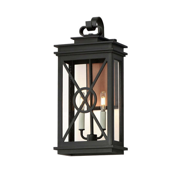 Maxim 40806CLACPBK Two Light Outdoor Wall Sconce, Black/Aged Copper