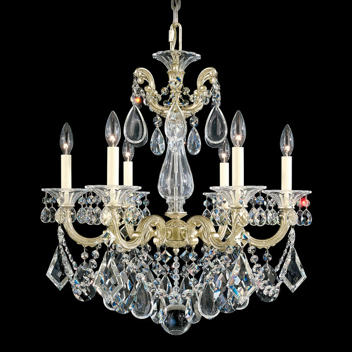 Schonbek 5072-48 Six Light Chandelier, Antique Silver