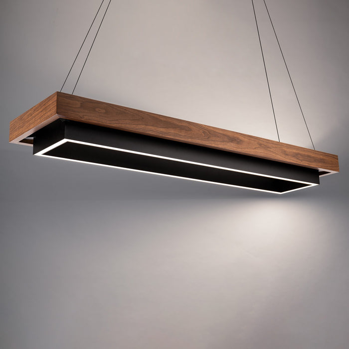 Modern Forms PD-70354-BK/DW LED Linear Pendant, Black/Dark Walnut