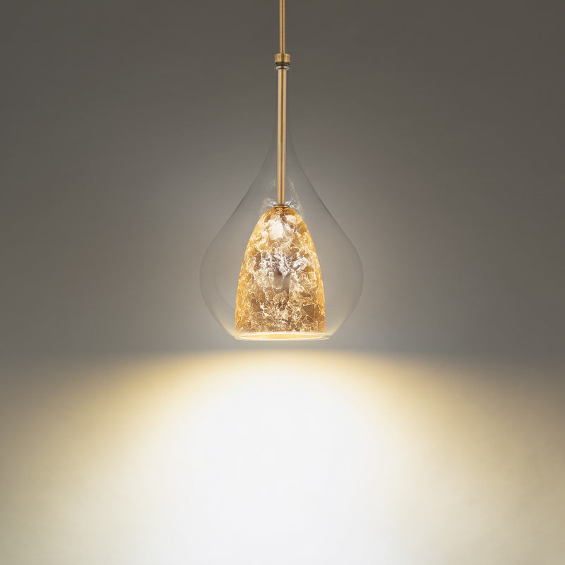 Modern Forms PD-74318-AB/GL LED Mini Pendant, Gold Leaf/Aged Brass