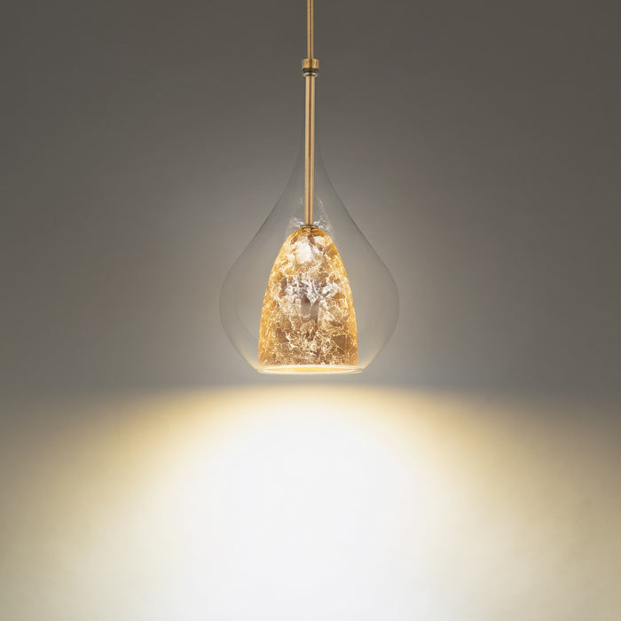 Modern Forms PD-74318-AB/GL LED Mini Pendant, Gold Leaf/Aged Brass