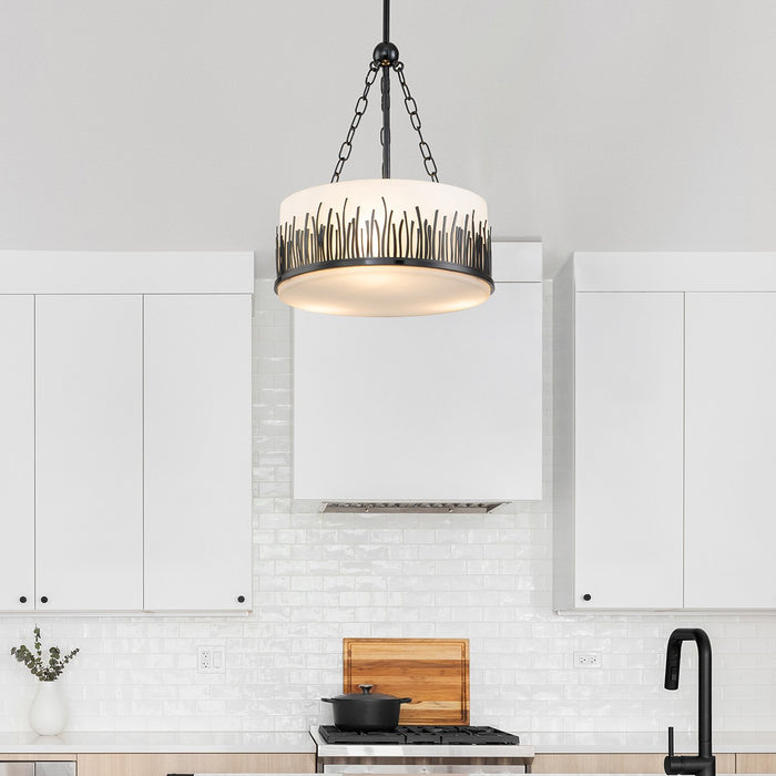 Lucas + McKearn PD20319BLK-2 Two Light Pendant, Lacquered Black