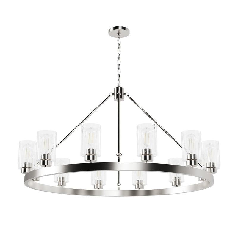 Hunter 13059 12 Light Chandelier, Brushed Nickel