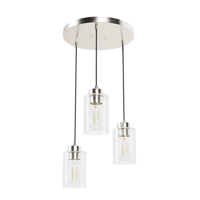 Hunter 13062 Three Light Pendant, Brushed Nickel