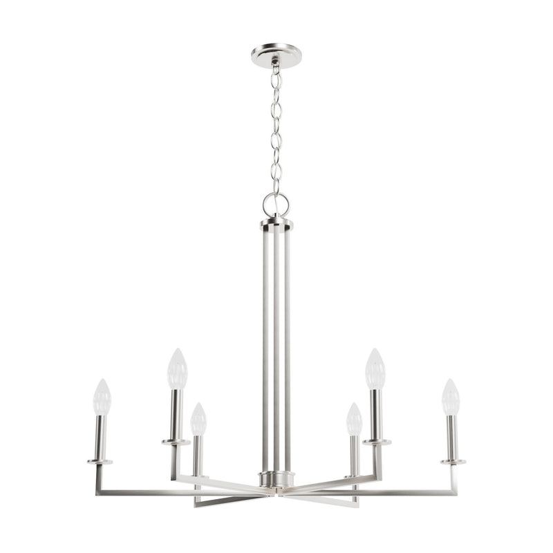 Hunter 19621 Six Light Chandelier, Brushed Nickel