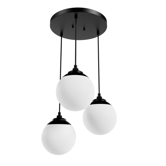 Hunter 19757 Three Light Pendant, Matte Black