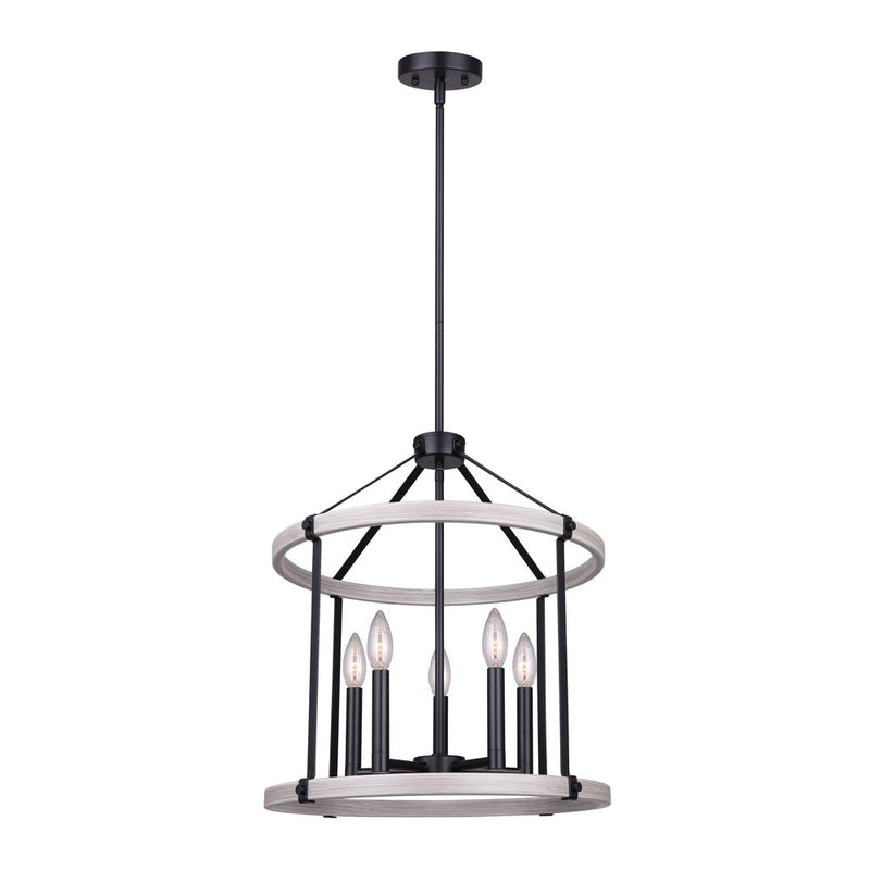 Canarm ICH1094A05BBG19 Five Light Chandelier, Matte Black + Brushed Grey