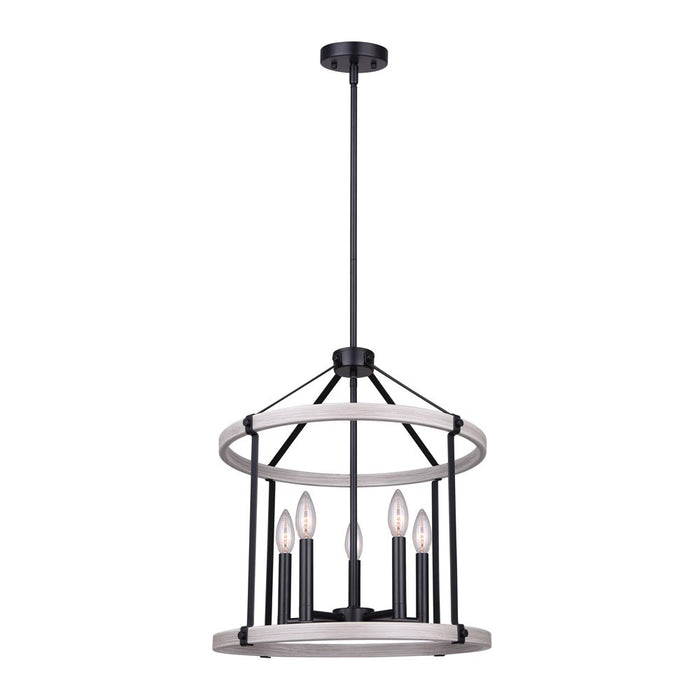 Canarm ICH1094A05BBG19 Five Light Chandelier, Matte Black + Brushed Grey