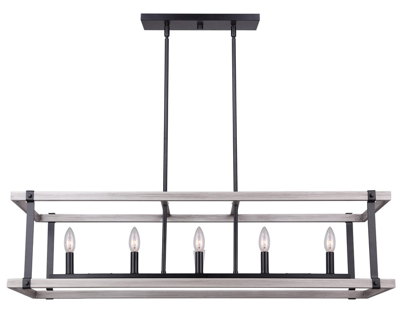 Canarm ICH1094A05BBG40 Five Light Chandelier, Matte Black/Brushed Grey