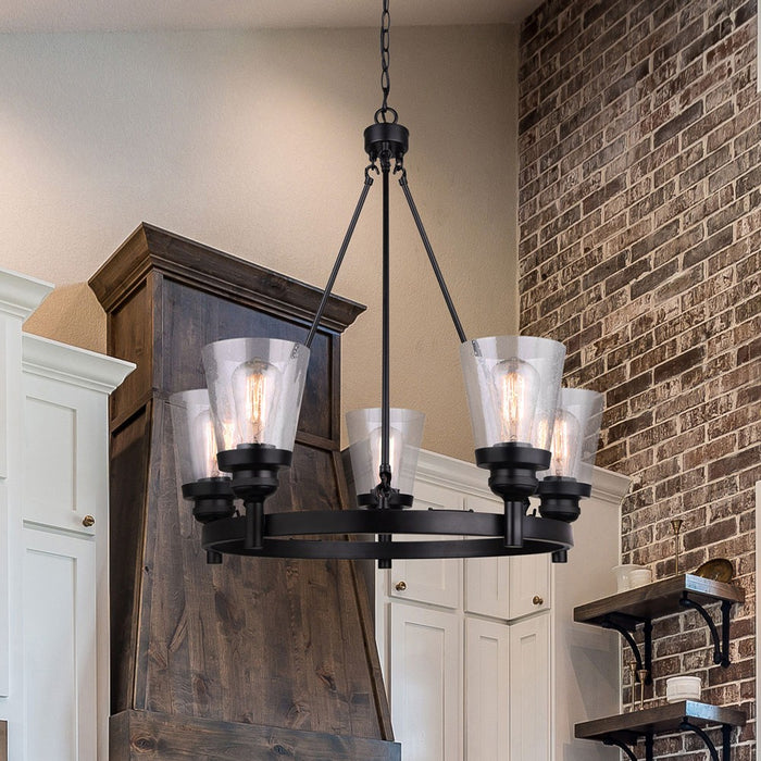 Canarm ICH1097A05BK Five Light Chandelier, Matte Black