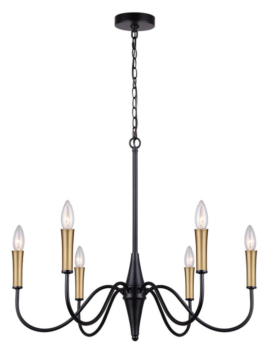 Canarm ICH1103A06BK Six Light Chandelier, Matte Black