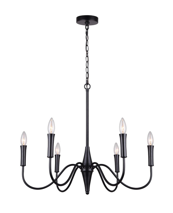 Canarm ICH1103A06BK Six Light Chandelier, Matte Black