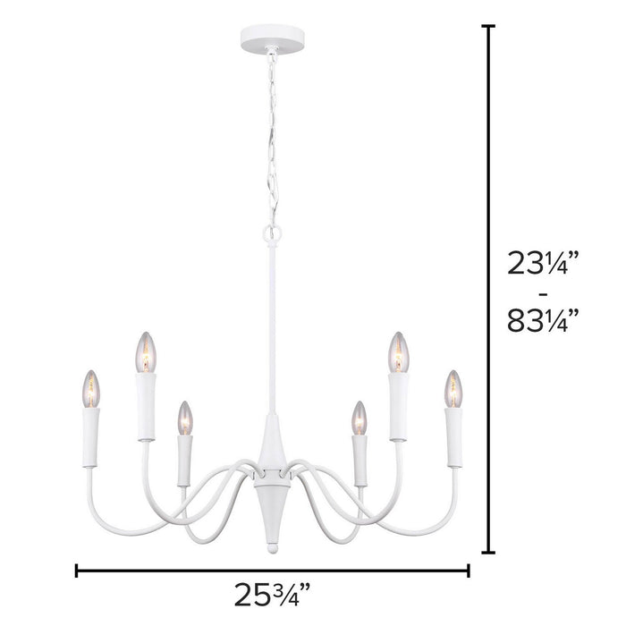 Canarm ICH1103A06WH Six Light Chandelier, Matte White