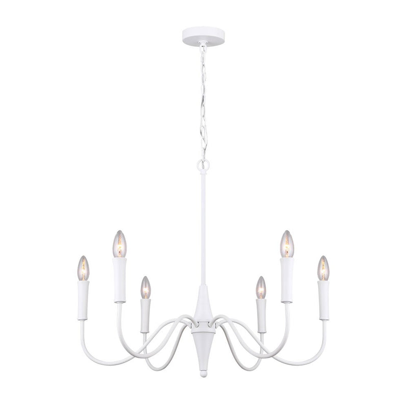 Canarm ICH1103A06WH Six Light Chandelier, Matte White