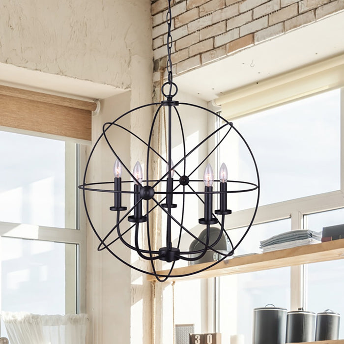 Canarm ICH282B05BK25 Five Light Chandelier, Matte Black