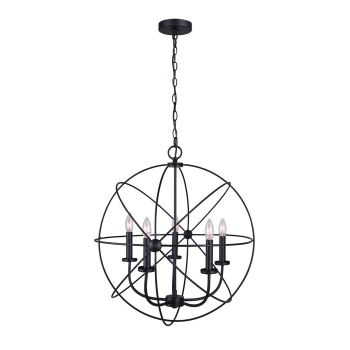 Canarm ICH282B05BK25 Five Light Chandelier, Matte Black