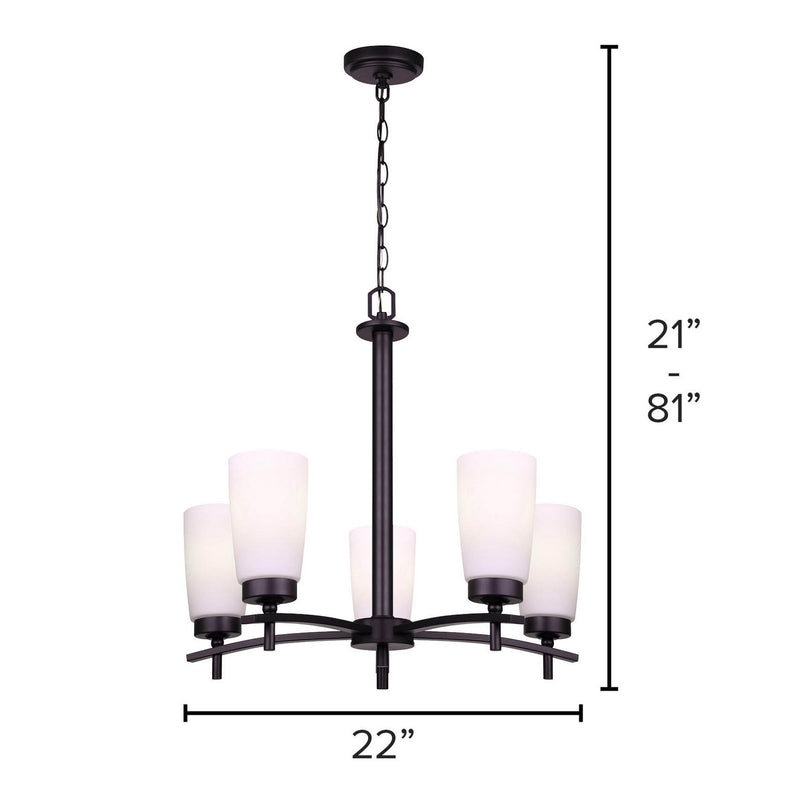 Canarm ICH326A05BK Five Light Chandelier, Matte Black