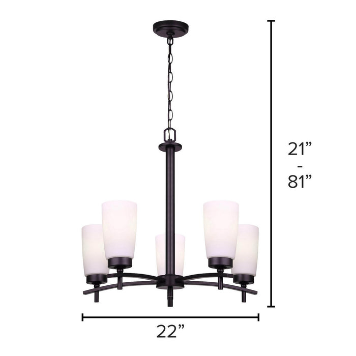 Canarm ICH326A05BK Five Light Chandelier, Matte Black
