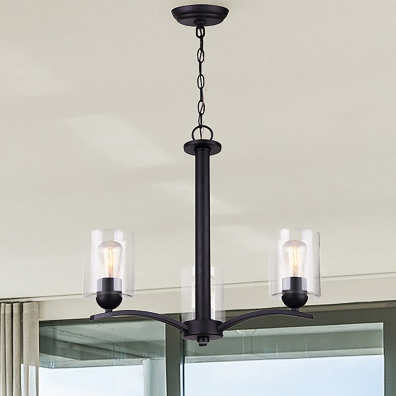 Canarm ICH370A03BK-CL Three Light Chandelier, Matte Black