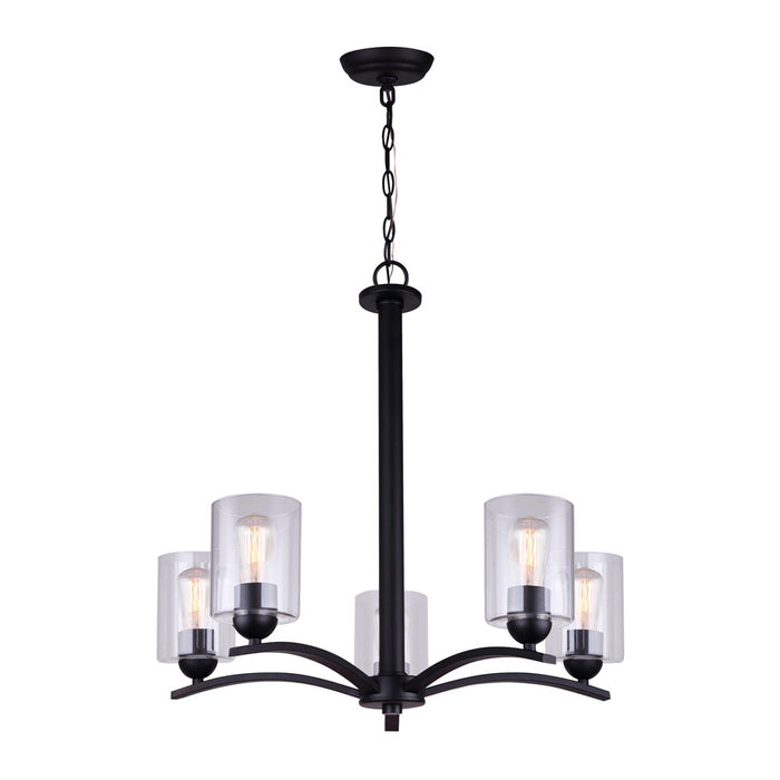 Canarm ICH370A05BK-CL Five Light Chandelier, Matte Black