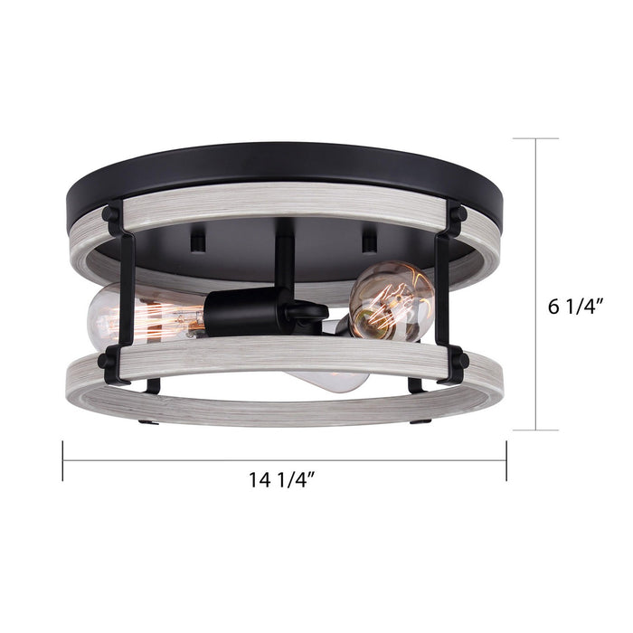 Canarm IFM1094A14BBG Three Light Flush Mount, Black/Brushed Grey