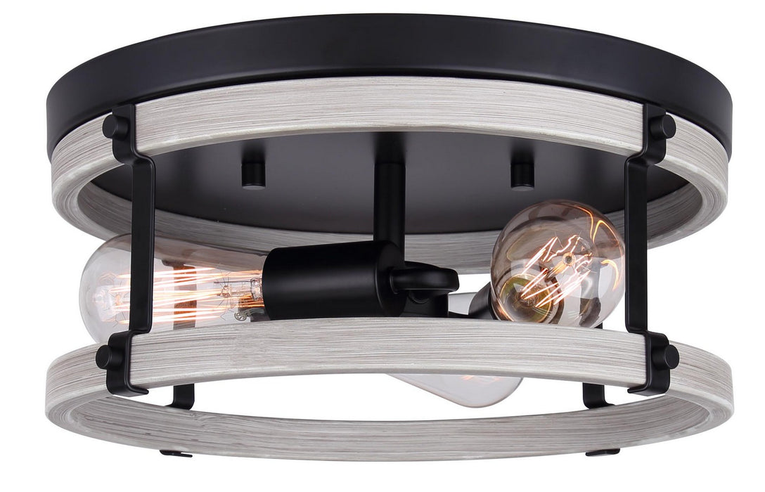 Canarm IFM1094A14BBG Three Light Flush Mount, Black/Brushed Grey