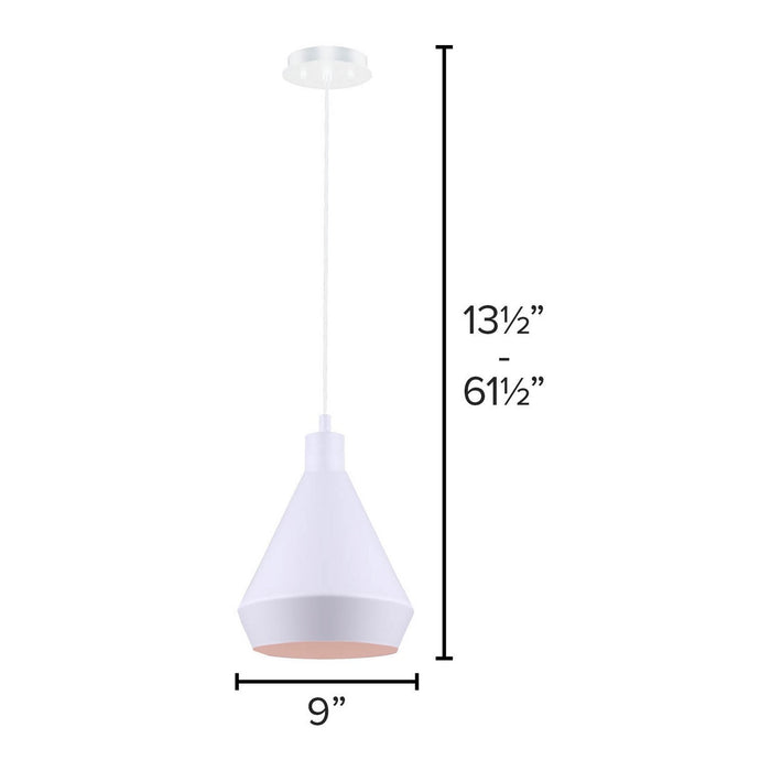 Canarm IPL1020A01WH One Light Pendant, Matte White