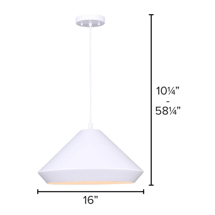 Canarm IPL1020A16WH One Light Pendant, Matte White