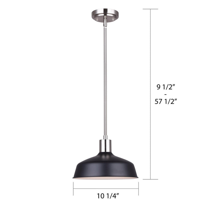 Canarm IPL1055A01BKN One Light Pendant, Brushed Nickel/Matte Black