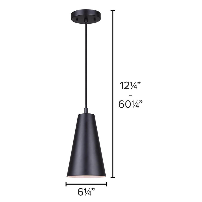 Canarm IPL1056A01BK One Light Pendant, Matte Black