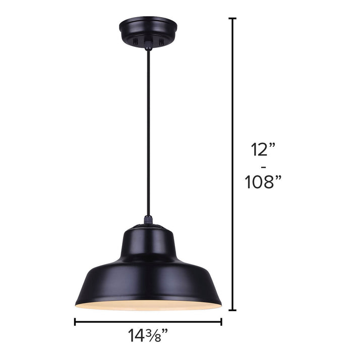 Canarm IPL1095A01BK One Light Pendant, Matte Black