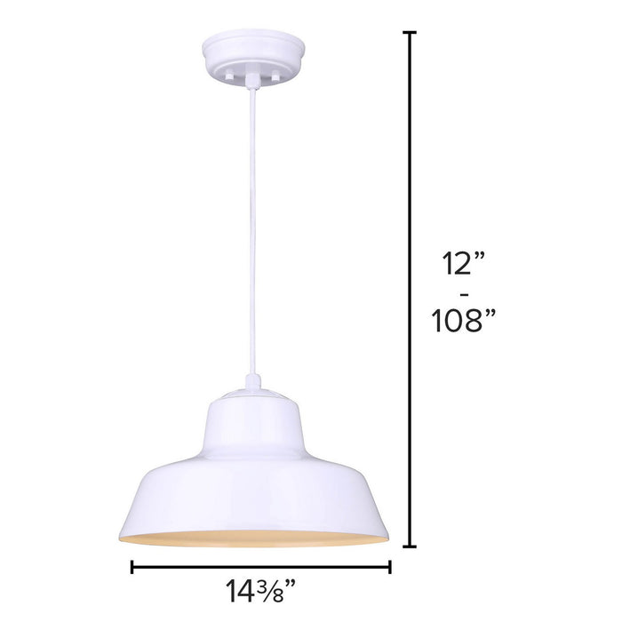 Canarm IPL1095A01WH One Light Pendant, Matte White
