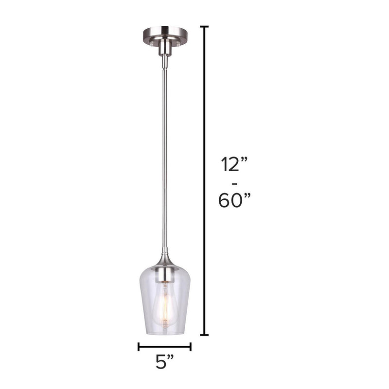 Canarm IPL1102A01BN One Light Pendant, Brushed Nickel