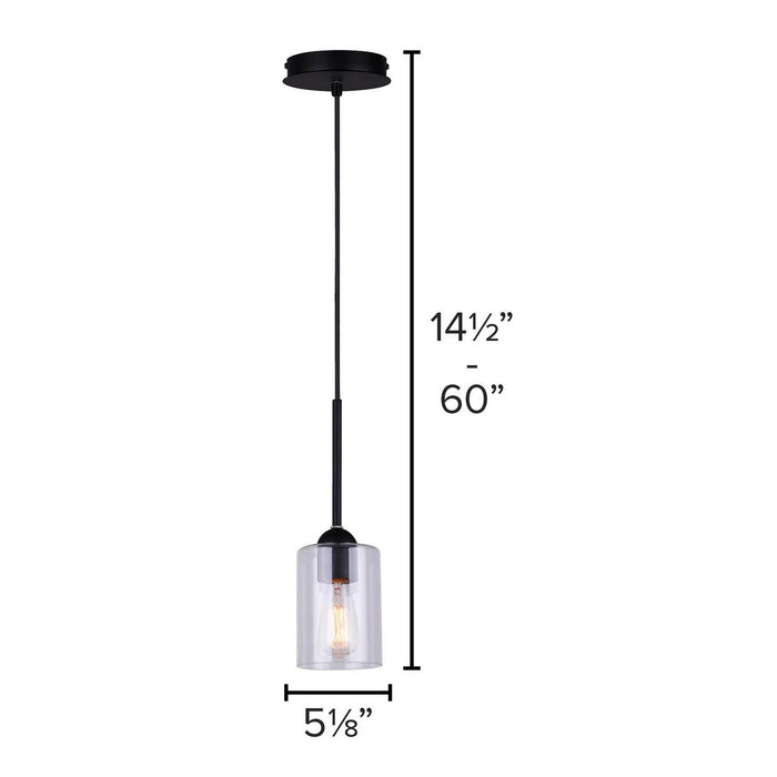 Canarm IPL370A01BK-CL One Light Pendant, Matte Black