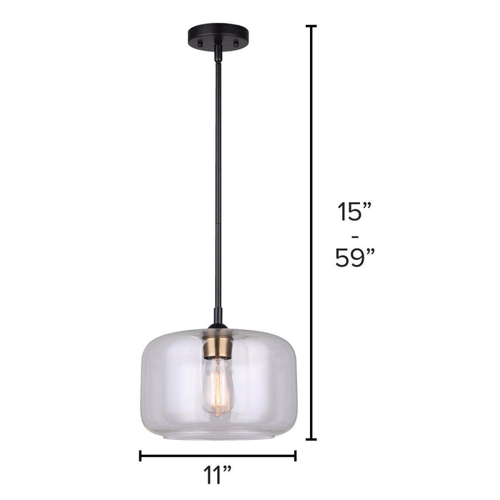 Canarm IPL778B01BKG One Light Pendant, Matte Black And Gold