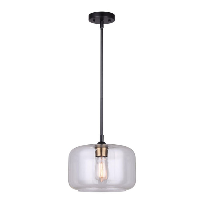 Canarm IPL778B01BKG One Light Pendant, Matte Black And Gold