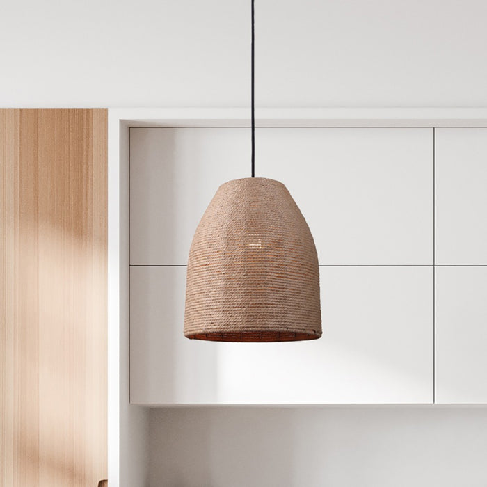 Canarm IPL785B01BKR One Light Pendant, Matte Black/Rope Color
