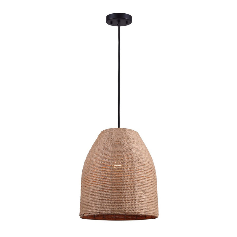 Canarm IPL785B01BKR One Light Pendant, Matte Black/Rope Color