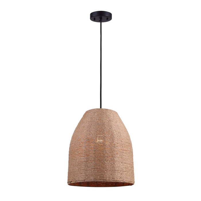 Canarm IPL785B01BKR One Light Pendant, Matte Black/Rope Color