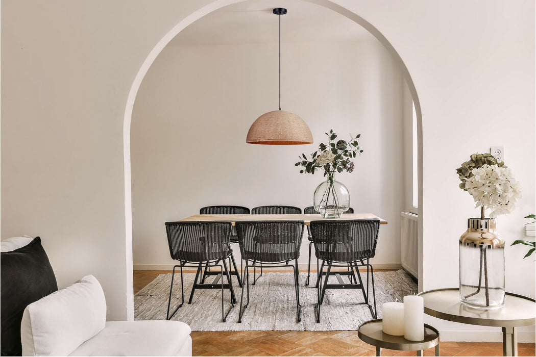 Canarm IPL785B03BKR20 Three Light Pendant, Matte Black/Rope Color