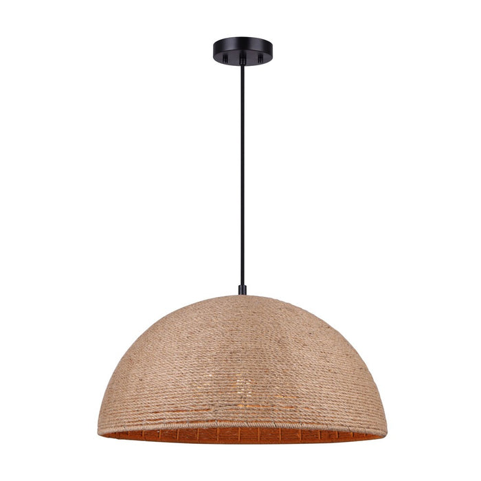 Canarm IPL785B03BKR20 Three Light Pendant, Matte Black/Rope Color