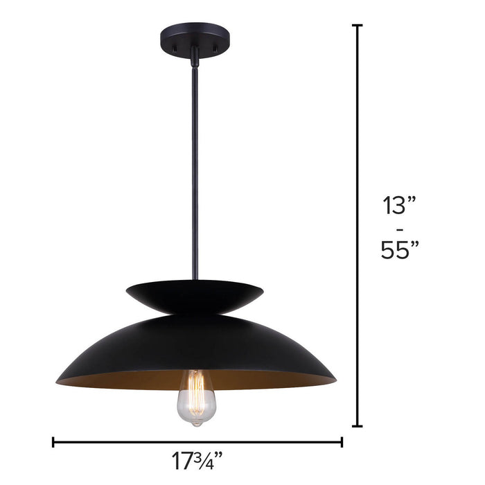 Canarm IPL786B01BK One Light Pendant, Matte Black