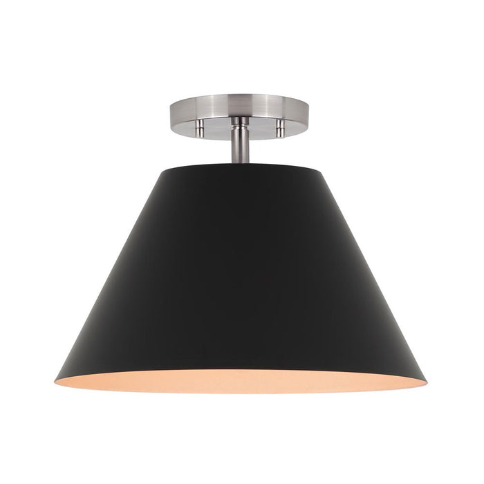 Canarm ISF1076A01BKN One Light Semi Flush Mount, Brushed Nickel/Matte Black