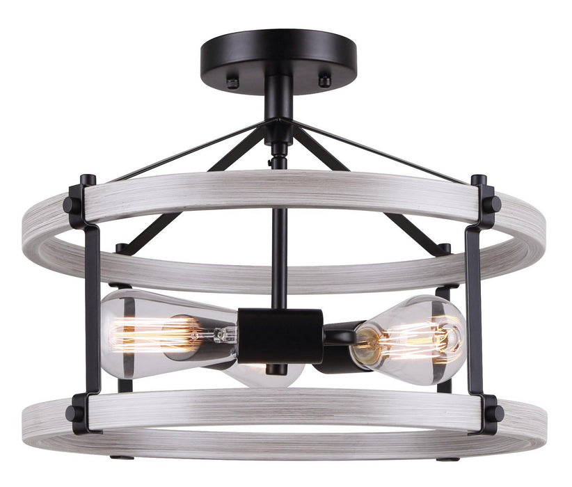 Canarm ISF1094A03BBG Three Light Semi Flush Mount, Black/Brushed Grey
