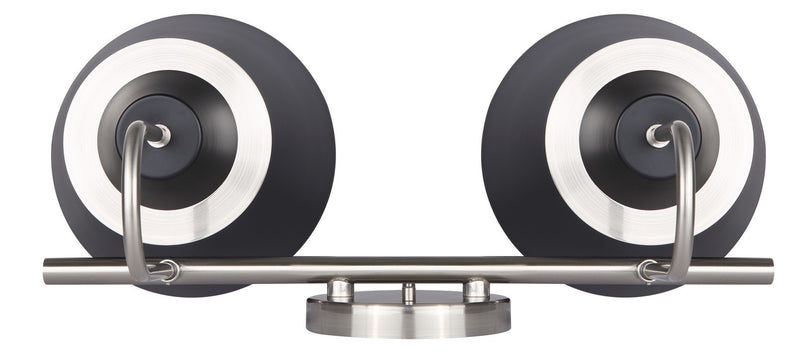 Canarm IVL1076A02BKN Two Light Vanity, Brushed Nickel/Matte Black