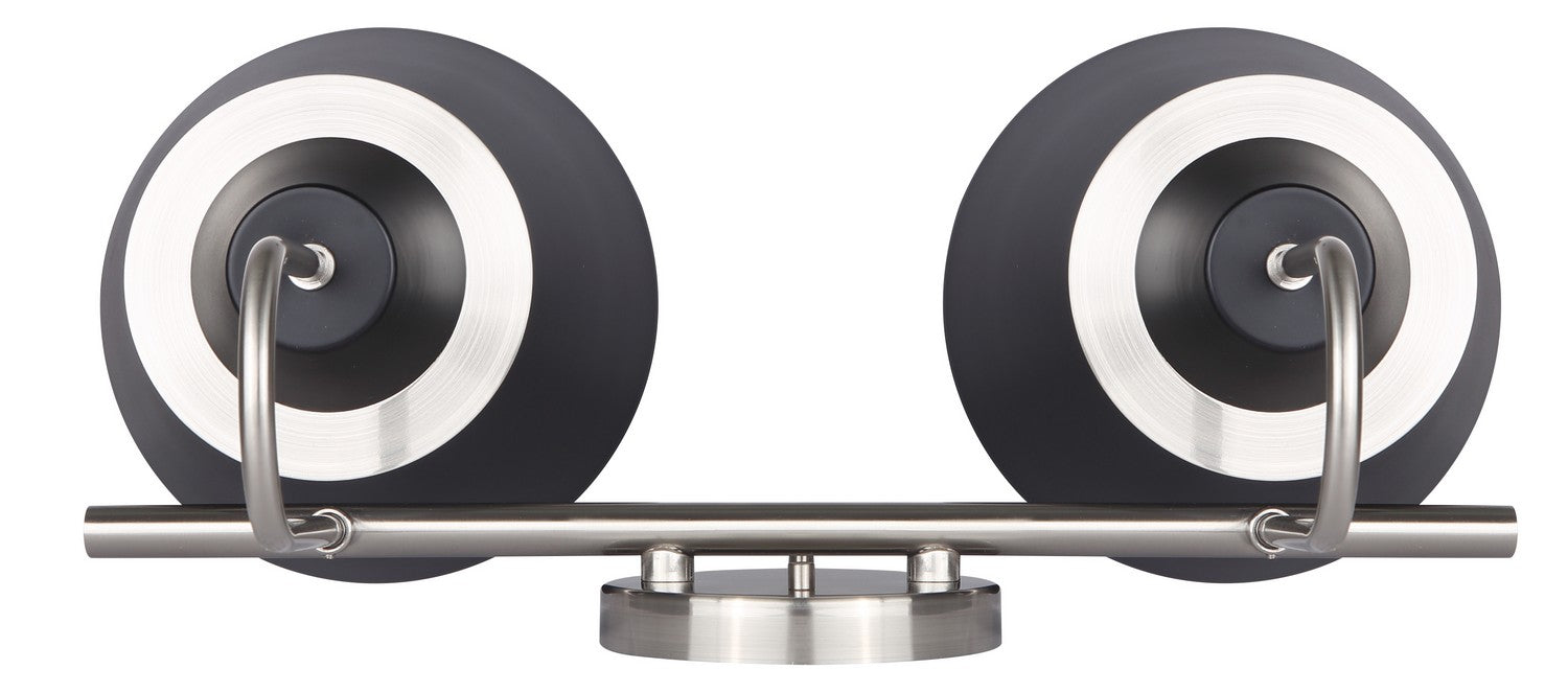 Canarm IVL1076A02BKN Two Light Vanity, Brushed Nickel/Matte Black