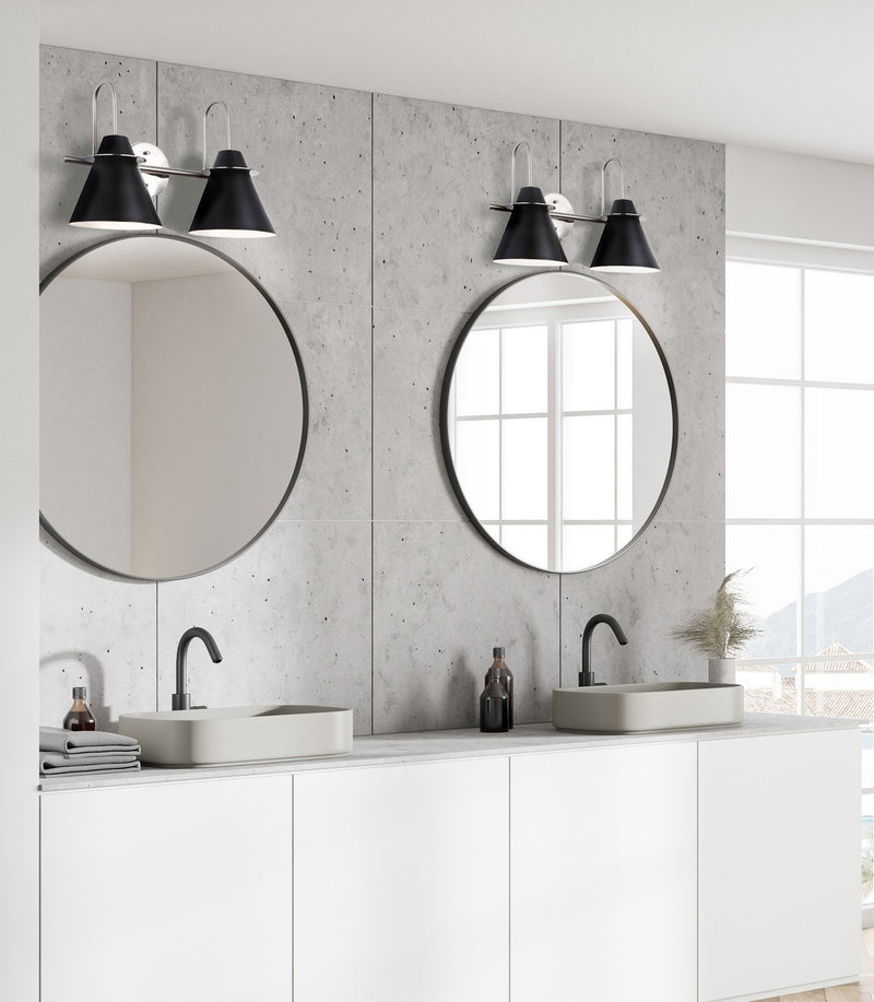Canarm IVL1076A02BKN Two Light Vanity, Brushed Nickel/Matte Black