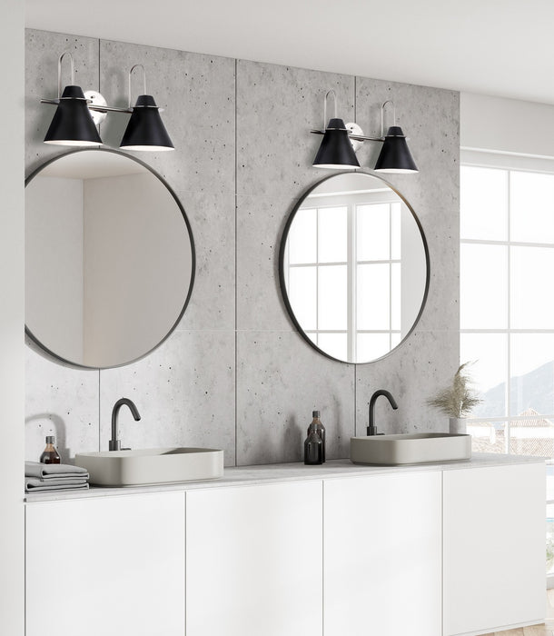 Canarm IVL1076A02BKN Two Light Vanity, Brushed Nickel/Matte Black